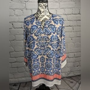 Violet + Claire women's floral print long sleeve top size 1x semi sheer top bb19